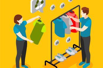 Sustainable Fashion Shop Isometric Background